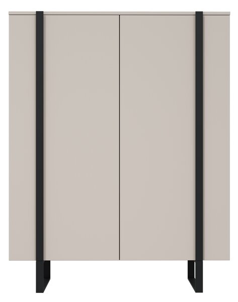Comodă înaltă Verica 120 cm cu două uși - kaszmir / picioare negre