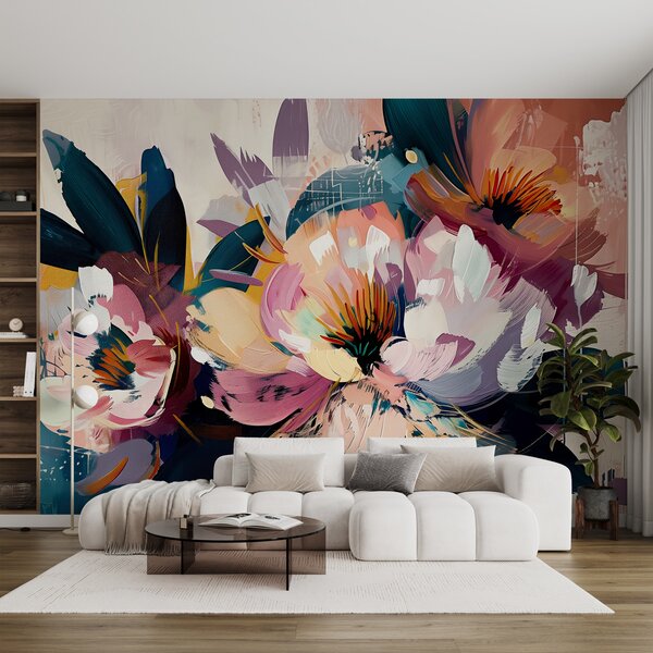 Tapet Florile mari sunt pictate în ulei, Fototapet Acuarelă, w07940 : Uwalls.ro