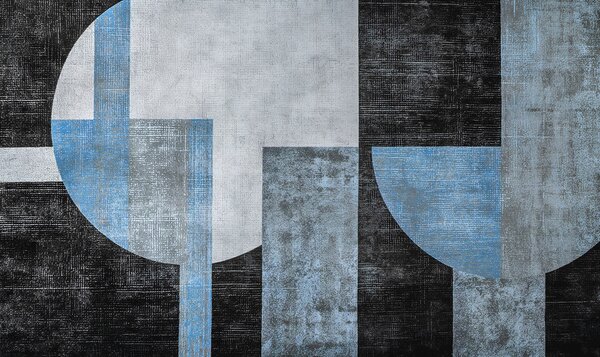 Tapet Abstracție modernă texturată în culorile negru și albastru, Fototapet Designer, w07878v1 : Uwalls.ro