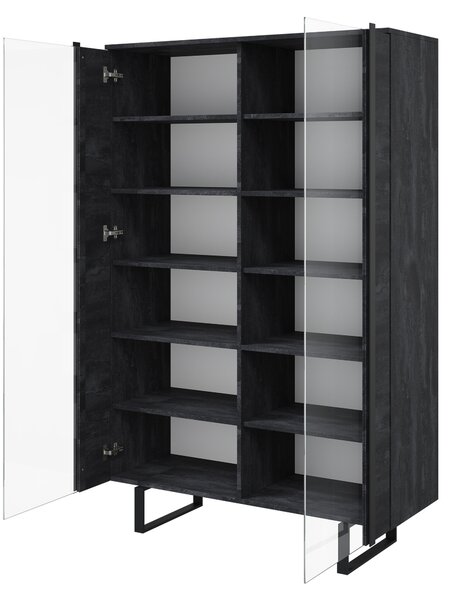 Vitrină Verica 120 cm - cărbune / picioare negre