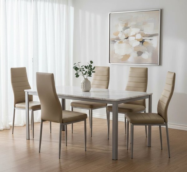 Scaun bucatarie K70, maro deschis/gri, metal/piele ecologica, 41x50x98