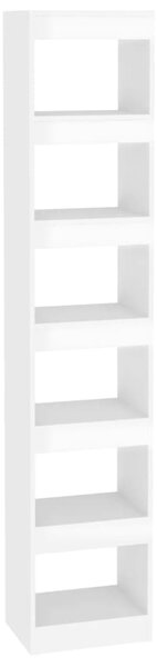 Bibliotecă/Separator cameră, alb extralucios, 40x30x198 cm