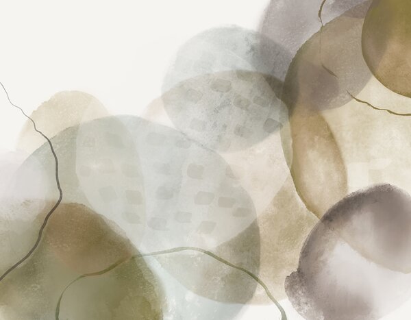Tapet Forme abstracte moi, în acuarelă, în nuanțe de maro, sepia și alb, Fototapet 3D, Fotomurale 3D Forme geometrice, w07926v1 : Uwalls.ro