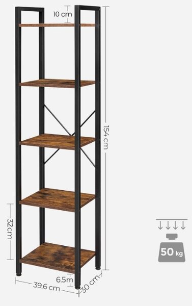 Raft TAYLOR maro cu structura neagra, 5 rafturi