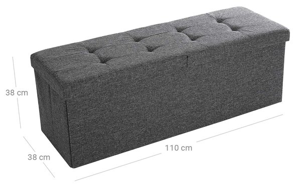 Taburet cu capac rabatabil OTTOMAN 110x38 cm, gri inchis