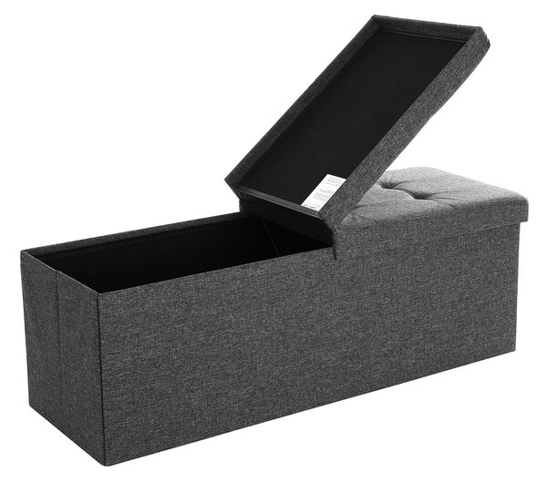 Taburet cu capac rabatabil OTTOMAN 110x38 cm, gri inchis