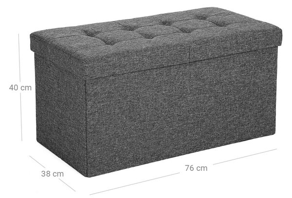 Taburet cu capac rabatabil OTTOMAN 76x38 cm, gri inchis