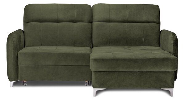 Colțar Extensibil STUDIO, cu lada depozitare, cu tetiere reglabile, 220 x 160 x 105 cm, Verde-Whisper / Dreapta