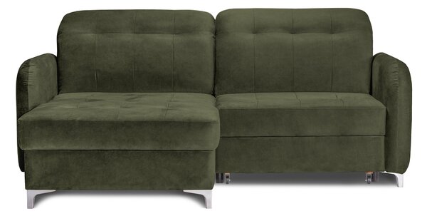 Colțar Extensibil STUDIO, cu lada depozitare, cu tetiere reglabile, 220 x 160 x 105 cm, Verde-Whisper / Stanga