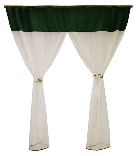 Perdea Velaria voal alb si suet verde, 180x185 cm