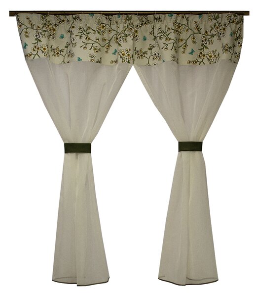 Perdea Velaria voal alb cu flori, 180x170 cm