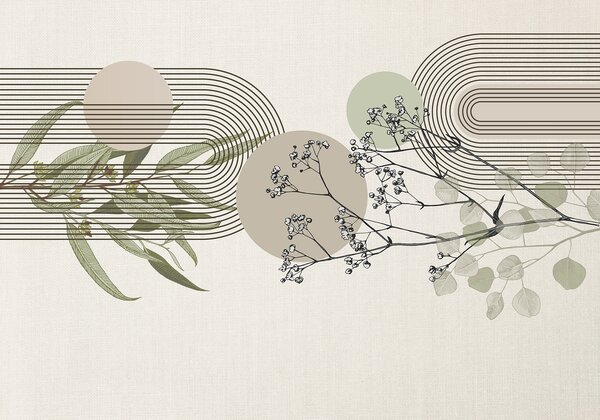 Fototapet Design botanic cu elemente abstracte, Fototapet natură, Fototapet populare, w07979 - Tapeko.ro