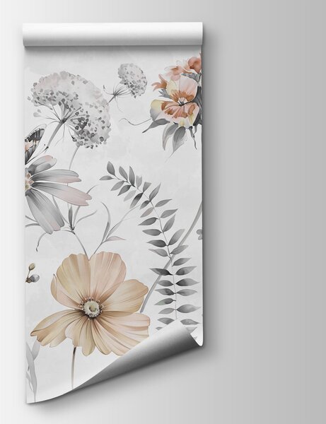 Fototapet Flori delicate care dansează în culori delicate, Fototapet acuarelă, Fototapet populare, w07905v1 - Tapeko.ro