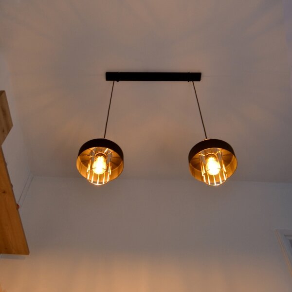 LED Lustră pe cablu VOLTA 2xE27/15W/230V neagră/aurie