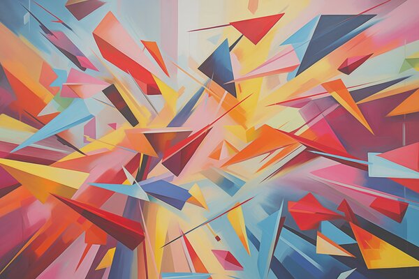 Fototapet Avioane de hârtie colorate, Fototapet geometric 3D, Fototapet populare, w08030 - Tapeko.ro