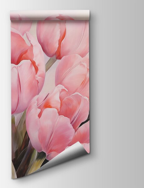 Fototapet Lalele roz delicate, în plină floare, Fototapet flori, Fototapet populare, w08100 - Tapeko.ro