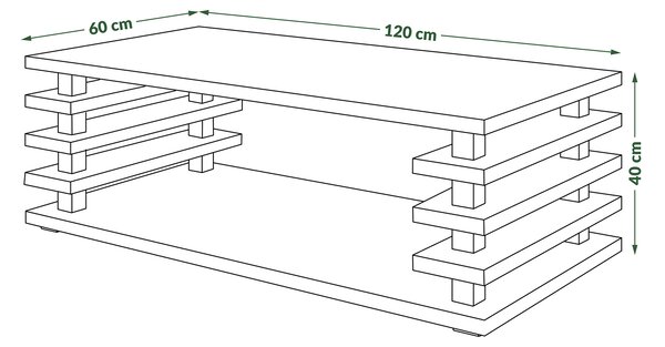 Mazzoni PORTO Negru Lucios - MĂSUȚĂ DE CAFEA MODERNĂ CU LAMELE 2în1 PE ROȚI/PICIOARE