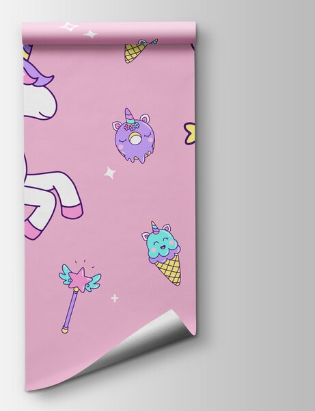 Fototapet Unicorn și înghețată și înghețată, Fototapet unicorni, Fototapet populare, w08102 - Tapeko.ro