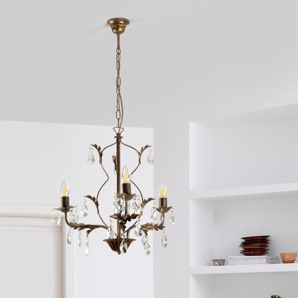 Lustră pe lanț TERESA 3xE14/6W/230V bronz ONLI