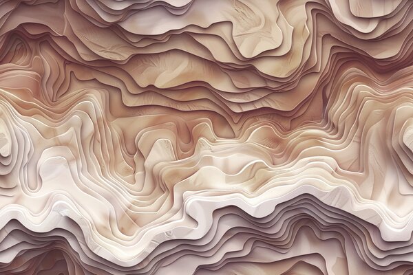 Tapet hartă topografică 3D cu contururi de relief în tonuri roz deschis, Fototapet 3D, Fotomurale 3D Forme geometrice, w01337 : Uwalls.ro