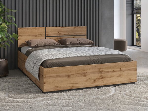 Pat Alfere 123Dublu, Maro deschis, 160x200, PAL laminat, Somiera patSomiera pat, 16x20x9cm