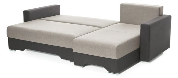 Colțar Extensibil CESAR, cu ladă de depozitare, șezlong interschimbabil, 247x160x85 cm - Outlet, Dreapta / Gri-Deschis-Gri-Inchis