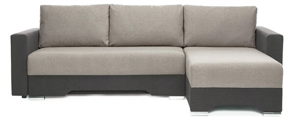 Colțar Extensibil CESAR, cu ladă de depozitare, șezlong interschimbabil, 247x160x85 cm - Outlet, Dreapta / Gri-Deschis-Gri-Inchis
