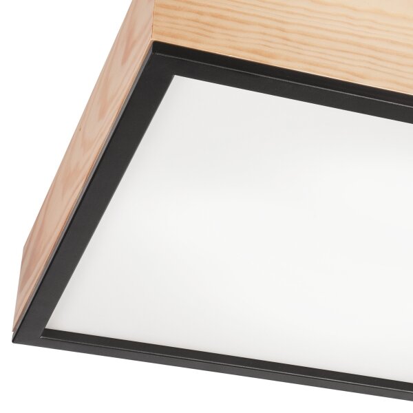 Plafonieră NATURAL SQUARE 4xE27/15W/230V 48x48 cm pin/negru