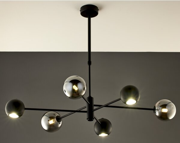 Lustră pe tijă Jupiter 1974 MOKA 3xGU10/10W/230V + 3xG9/10W/230V negru/crom