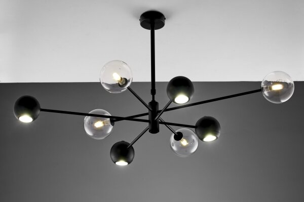 Lustră pe tijă Jupiter 1996 MOKA 4xGU10/10W/230V + 4xG9/10W/230V negru/transparent