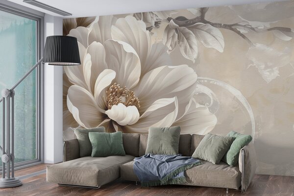 Tapet Floare mare de mure pe peretele grunge, Fototapet 3D, Fototapet 3D Flori, w08181v2 : Uwalls.ro