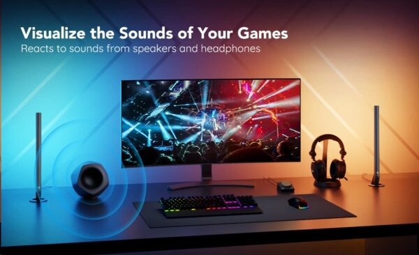 SET 2x panouri Smart Gaming Wi-Fi LED RGBIC Govee + Smart Dual + telecomandă