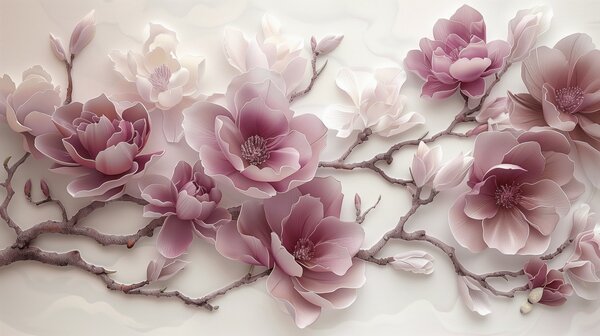 Fototapet Flori elegante în culori delicate, Fototapet natură, Fototapet populare, w01359v2 - Tapeko.ro