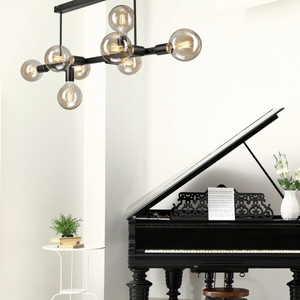 Lustră pe tijă ASTRID 8xE27/60W/230V negru