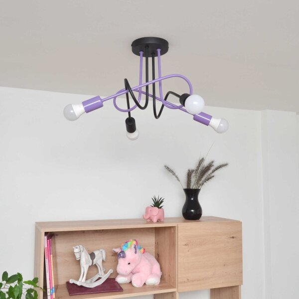 Lustră aplicată OXFORD 4xE27/15W/230V negru/mov