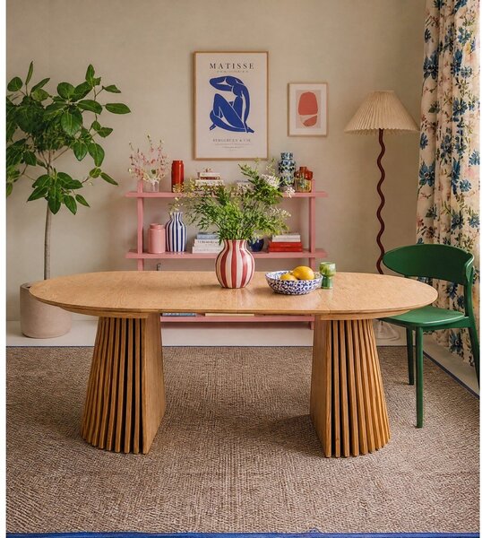 Masă de dining rotundă extensibilă cu blat cu aspect de lemn de stejar ø 120 cm Osaka – House Nordic