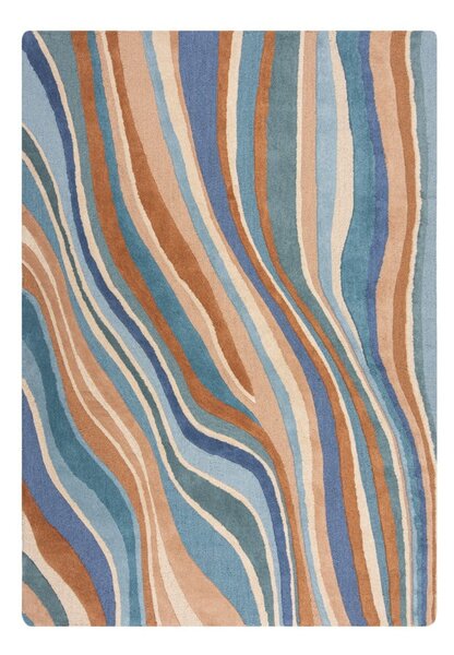 Covor albastru țesut manual din lână 160x230 cm Abstract Flow – Flair Rugs