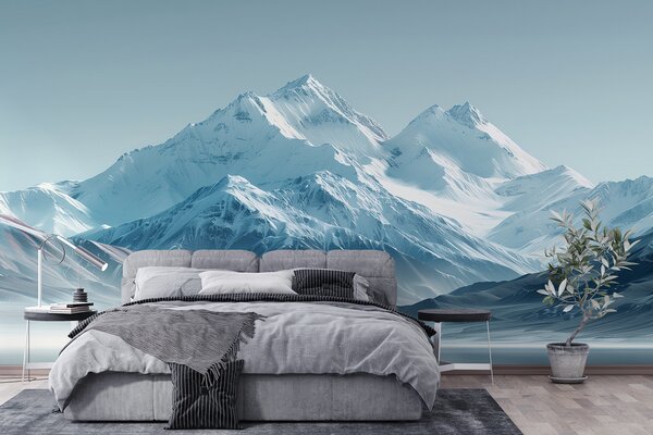 Fototapet Lanț muntos înzăpezit cu un corp de apă, Fototapet natură, Fototapet populare, w01390 - Tapeko.ro