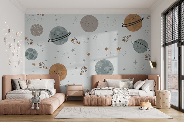Fototapet Model de planete și rachete, Fototapet spațiu cosmic, Fototapet populare, w01417 - Tapeko.ro