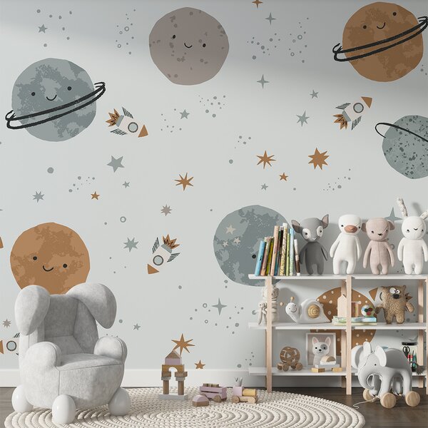 Fototapet Model de planete și rachete, Fototapet spațiu cosmic, Fototapet populare, w01417 - Tapeko.ro
