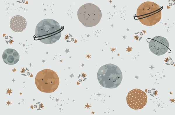 Fototapet Model de planete și rachete, Fototapet spațiu cosmic, Fototapet populare, w01417 - Tapeko.ro