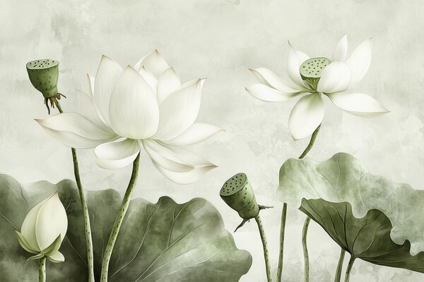 Fototapet Lotus înflorit în nuanțe subtile, Populare fototapet, Populare fototapet, w01445v2 - Muralas.ro