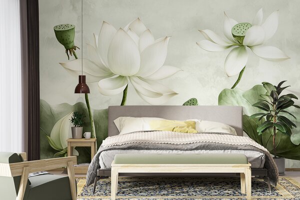 Fototapet Lotus înflorit în nuanțe subtile, Populare fototapet, Populare fototapet, w01445v2 - Muralas.ro
