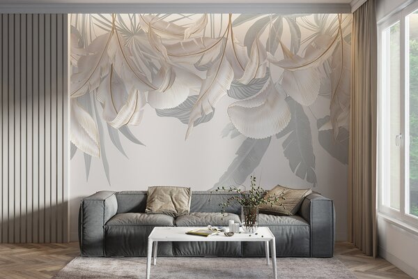 Fototapet Frunziș elegant în nuanțe delicate, Fototapet frunze, Fototapet populare, w08217 - Tapeko.ro