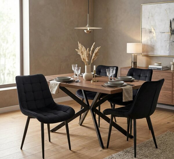 Scaun K580, negru - HLR 66, stofa catifelata/otel, 51x61x85 cm
