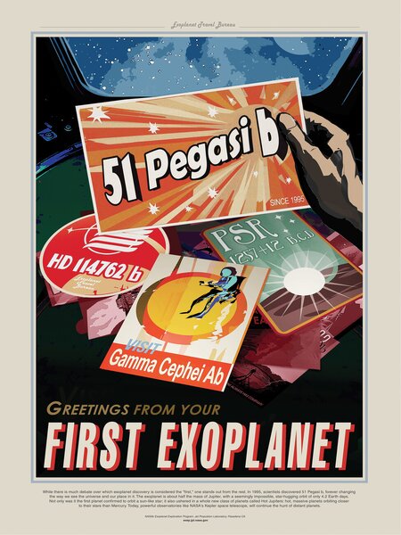 Artă imprimată Greetings from your first Exoplanet (Retro Intergalactic Space Travel) NASA, (30 x 40 cm)