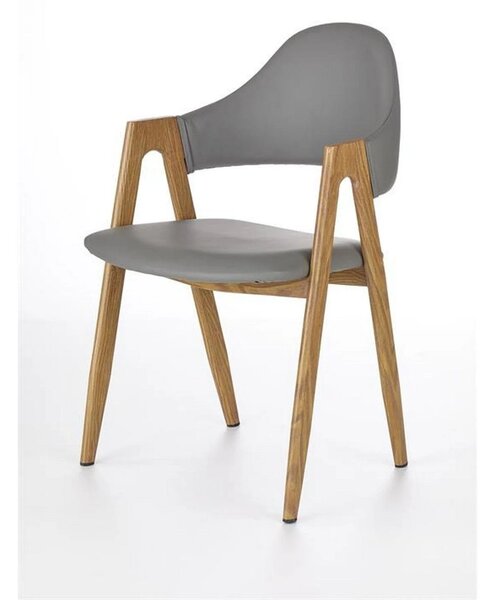 Scaun K247, gri/stejar miere, piele ecologica/metal, 51x51x80 cm