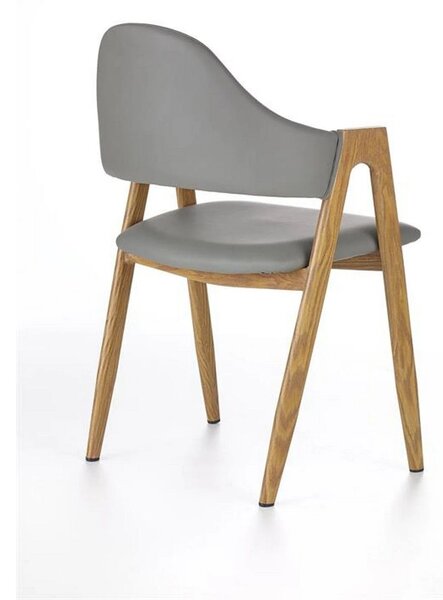 Scaun K247, gri/stejar miere, piele ecologica/metal, 51x51x80 cm