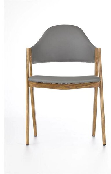 Scaun K247, gri/stejar miere, piele ecologica/metal, 51x51x80 cm