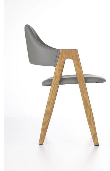 Scaun K247, gri/stejar miere, piele ecologica/metal, 51x51x80 cm